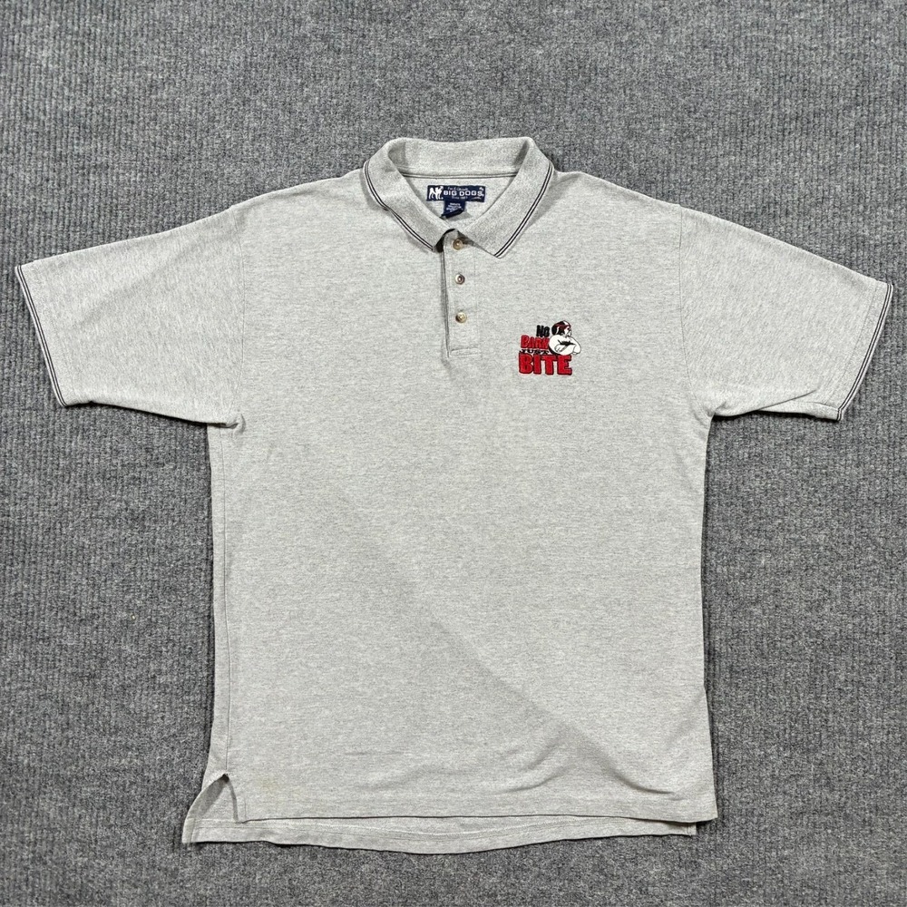Big Dogs Polo Shirt Mens Size XL Gray Embroidered Logo Short Sleeve Casual